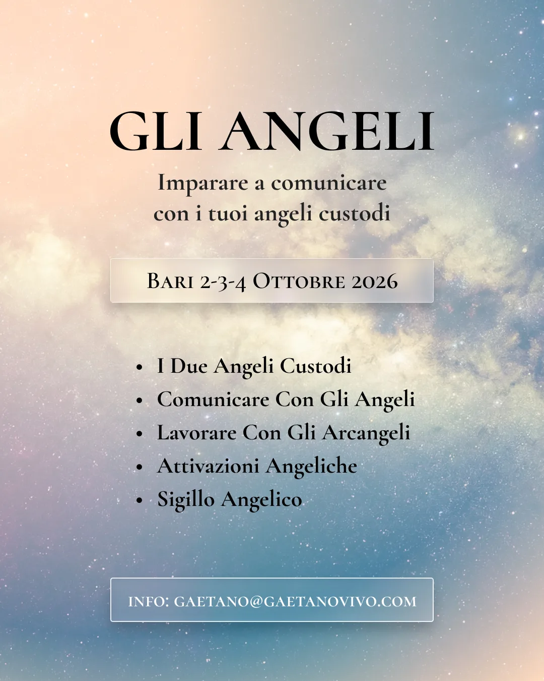 Corso angelico bari 2 ottobre 2026 gaetano vivo
